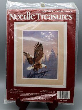 Vintage Needle Treasures Colorart Cross Stitch Kit #02556 Eagle At Twilight